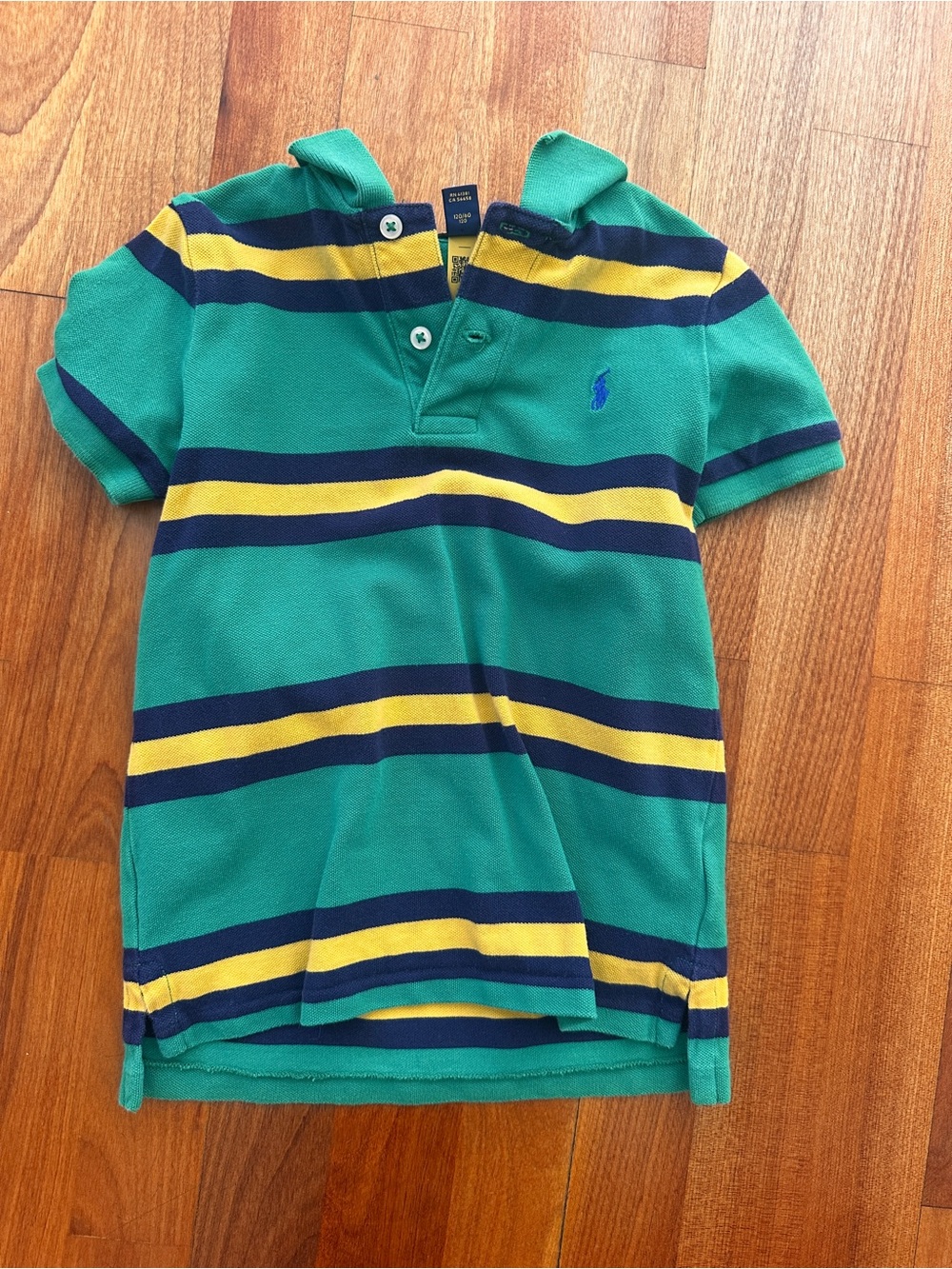 Polo by Ralph Lauren Green Polo with Navy & Yellow Stripes